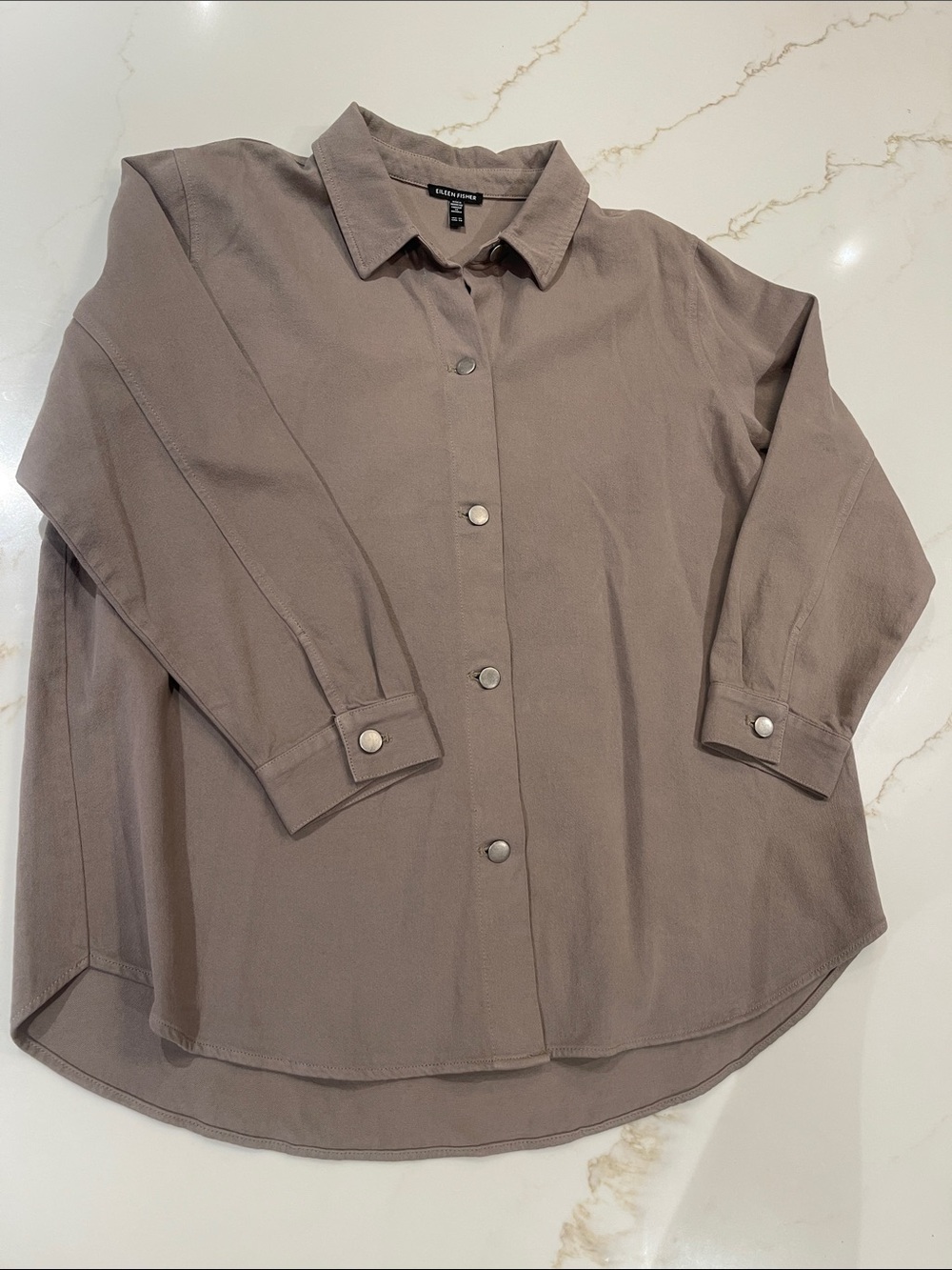 Eileen Fisher Soft Taupe Snap-Front Relaxed Jacket SZ XL NWOTs